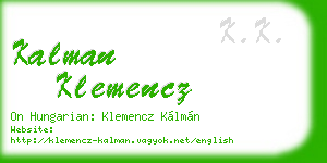 kalman klemencz business card