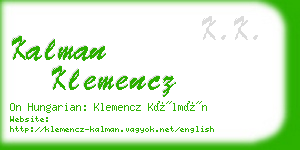 kalman klemencz business card